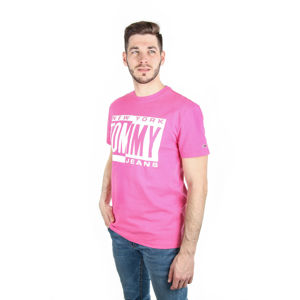 Tommy Hilfiger pánské růžové tričko s potiskem ve vel. XXL